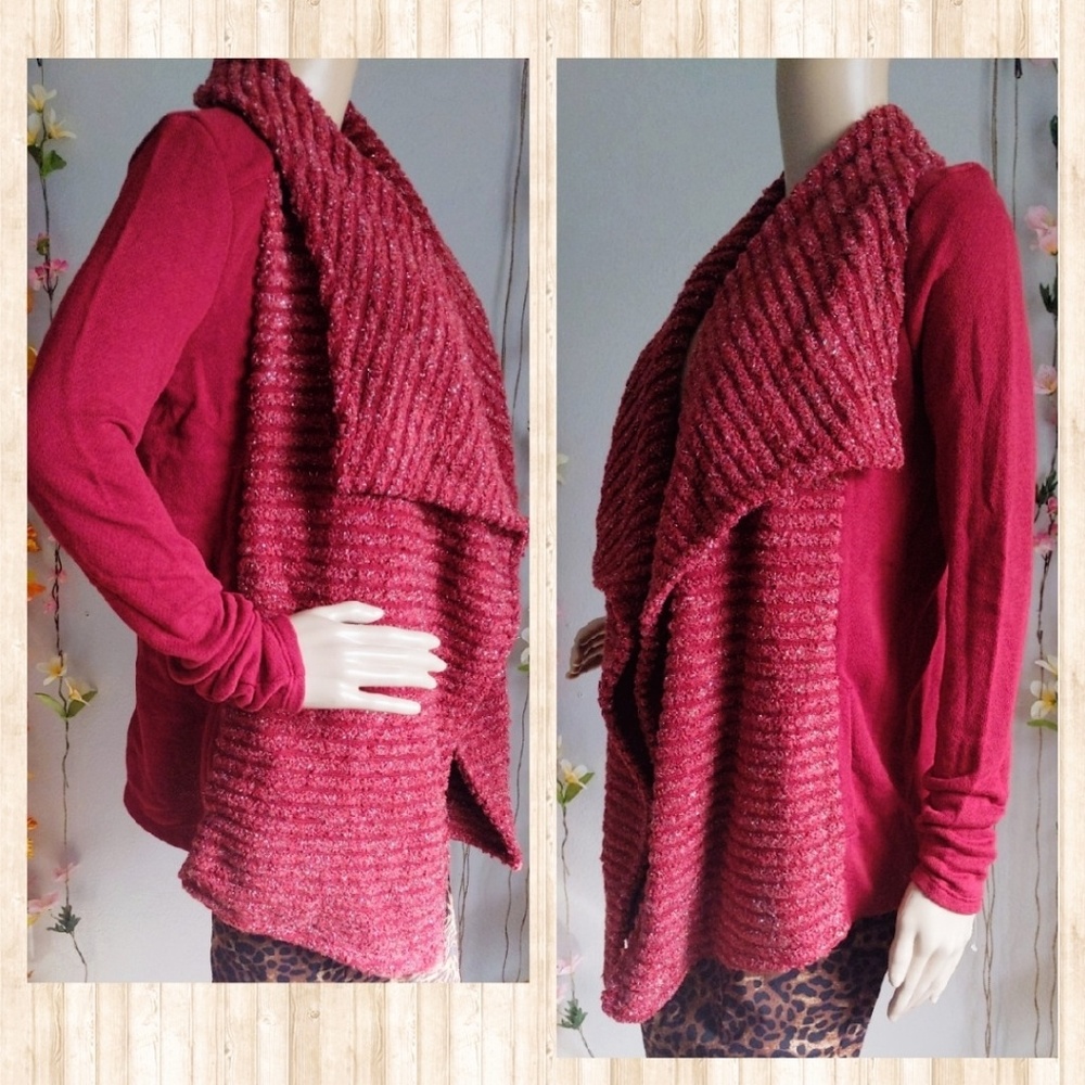 NWT LUCKY BRAND DRAPED METALIZED CARDIGAN
